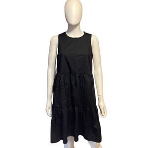J. Crew Black Dress Size 6 Sleeveless Tiered Above Knee Length Casual Cotton